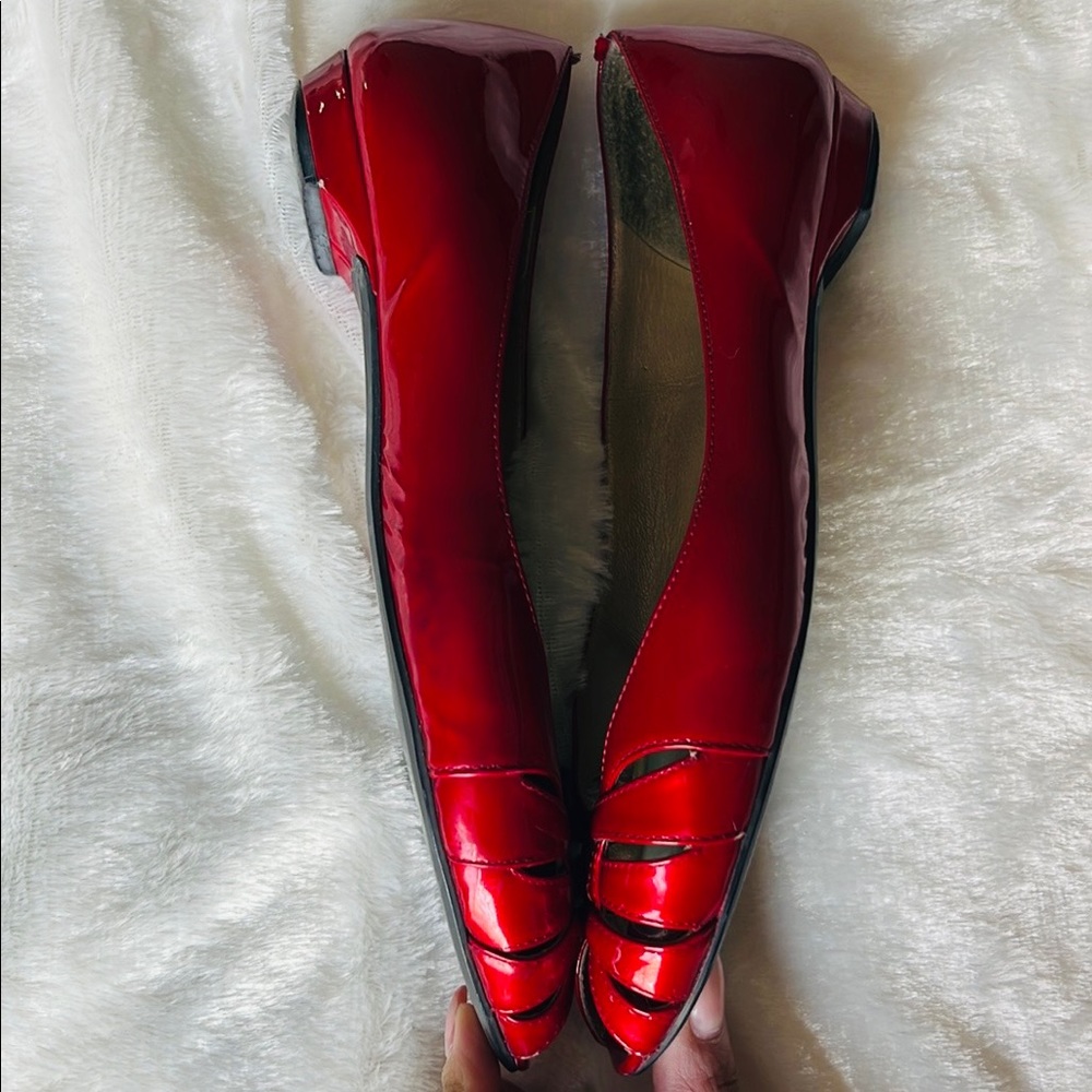 Stuart Weitzman Red Patent Leather Peep Toe shoes - Picture 6 of 8